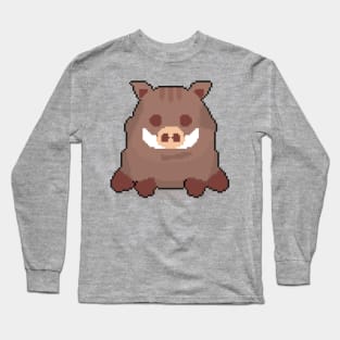 Wild Boar Majesty: Pixel Art Design for Fashionable Apparel Long Sleeve T-Shirt